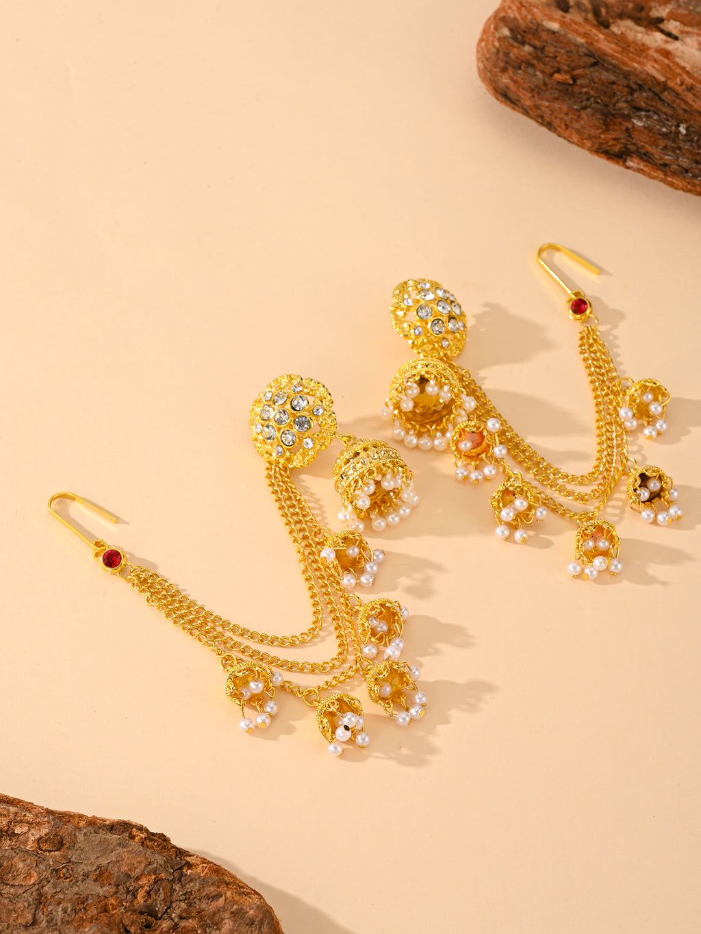 BB0019 Jhumka Earrings Jhumka Chain Jhumka with Sahara Chains