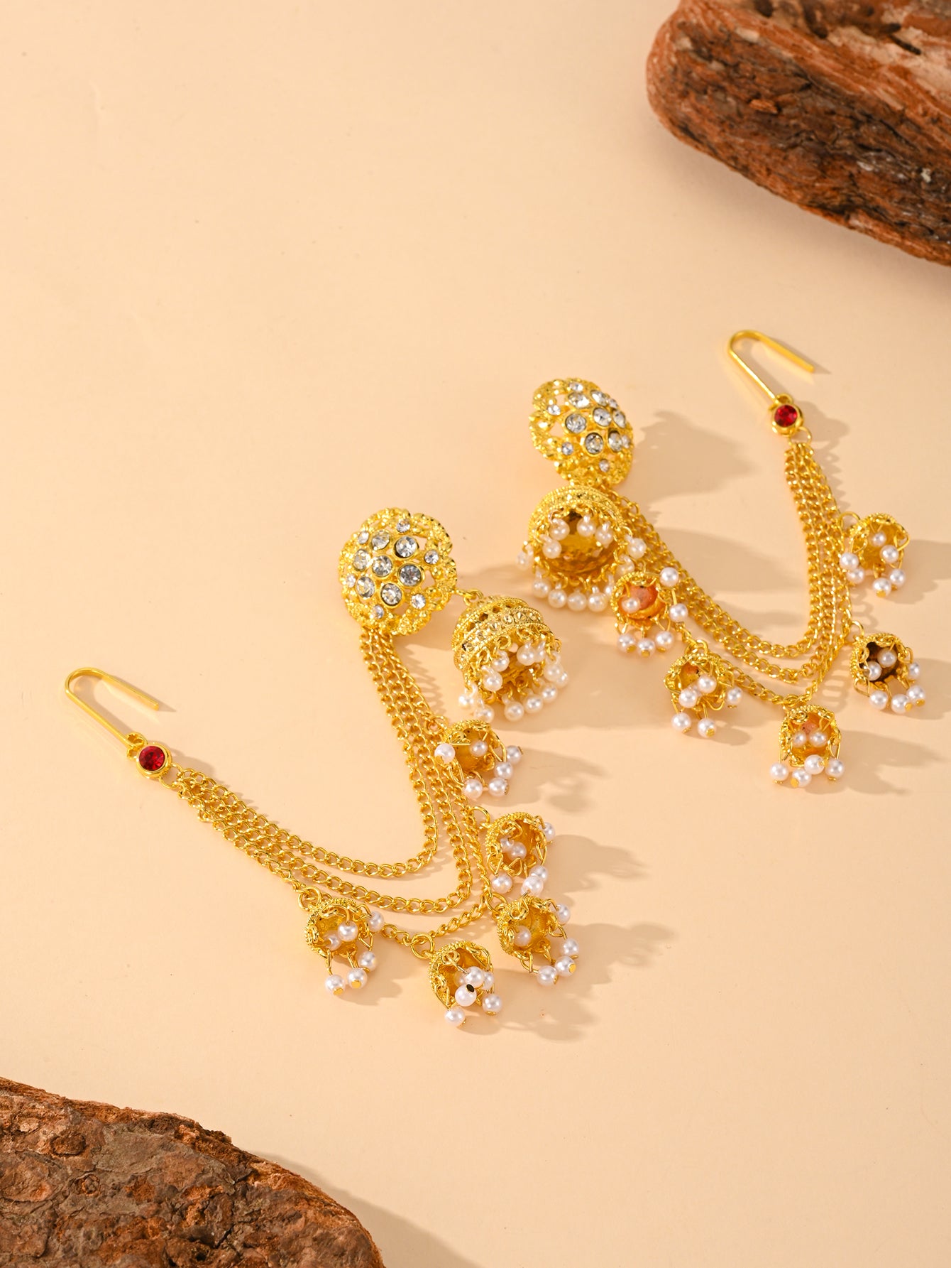 BB0019 Jhumka Earrings Jhumka Chain Jhumka with Sahara Chains