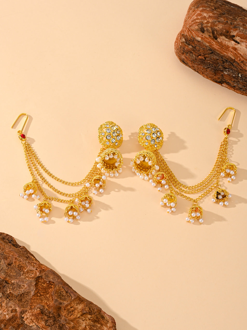 BB0019 Jhumka Earrings Jhumka Chain Jhumka with Sahara Chains