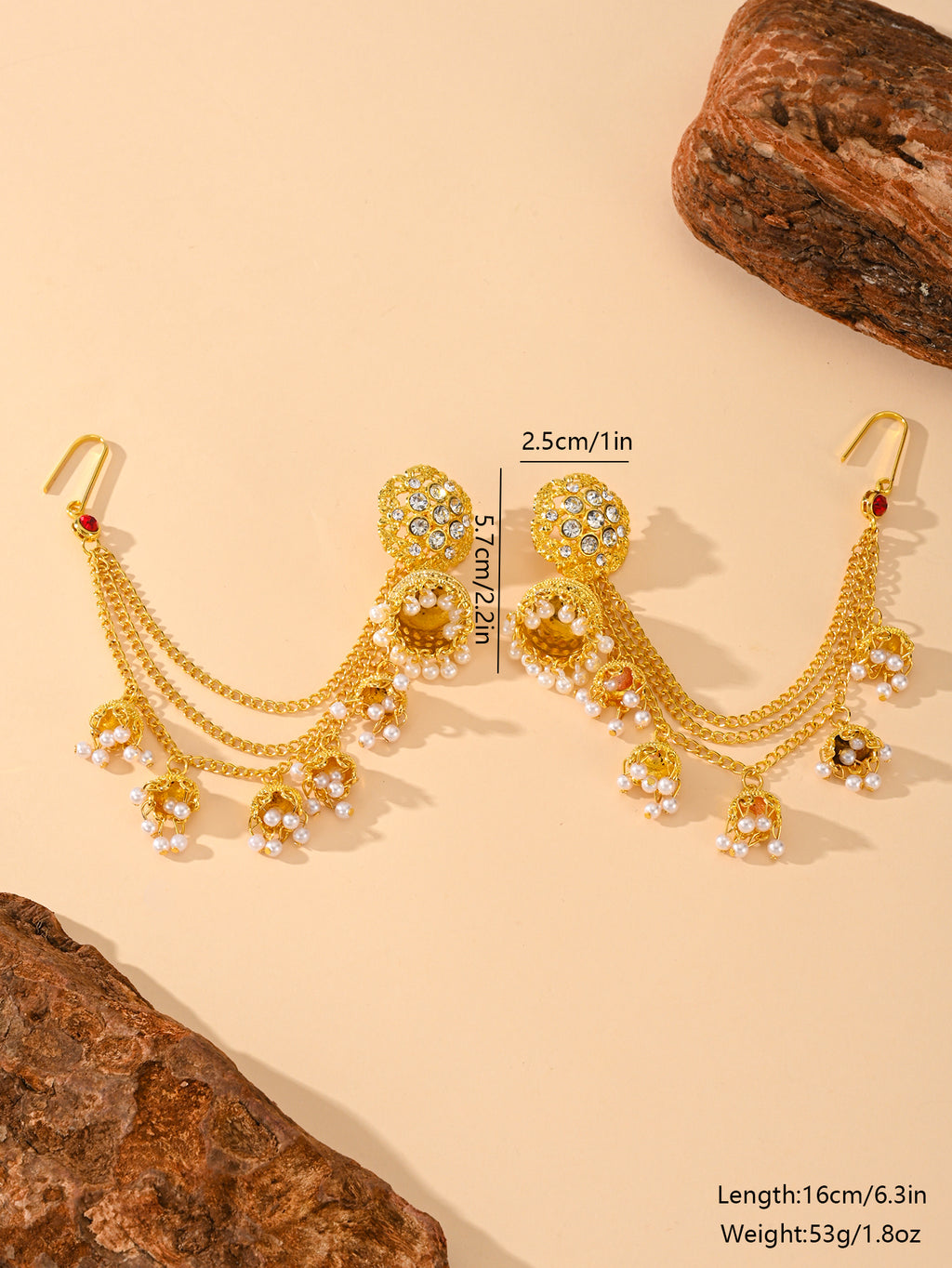 BB0019 Jhumka Earrings Jhumka Chain Jhumka with Sahara Chains