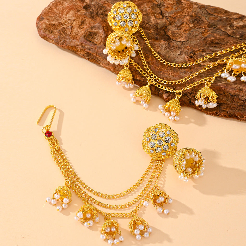 BB0019 Jhumka Earrings Jhumka Chain Jhumka with Sahara Chains