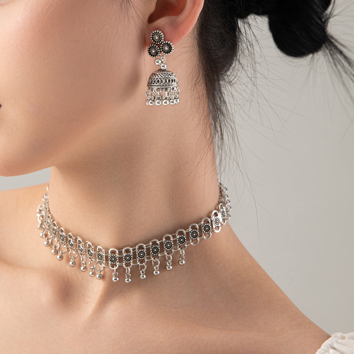 Oxidized Simple chocker sets for Woman Jewelry set for girl